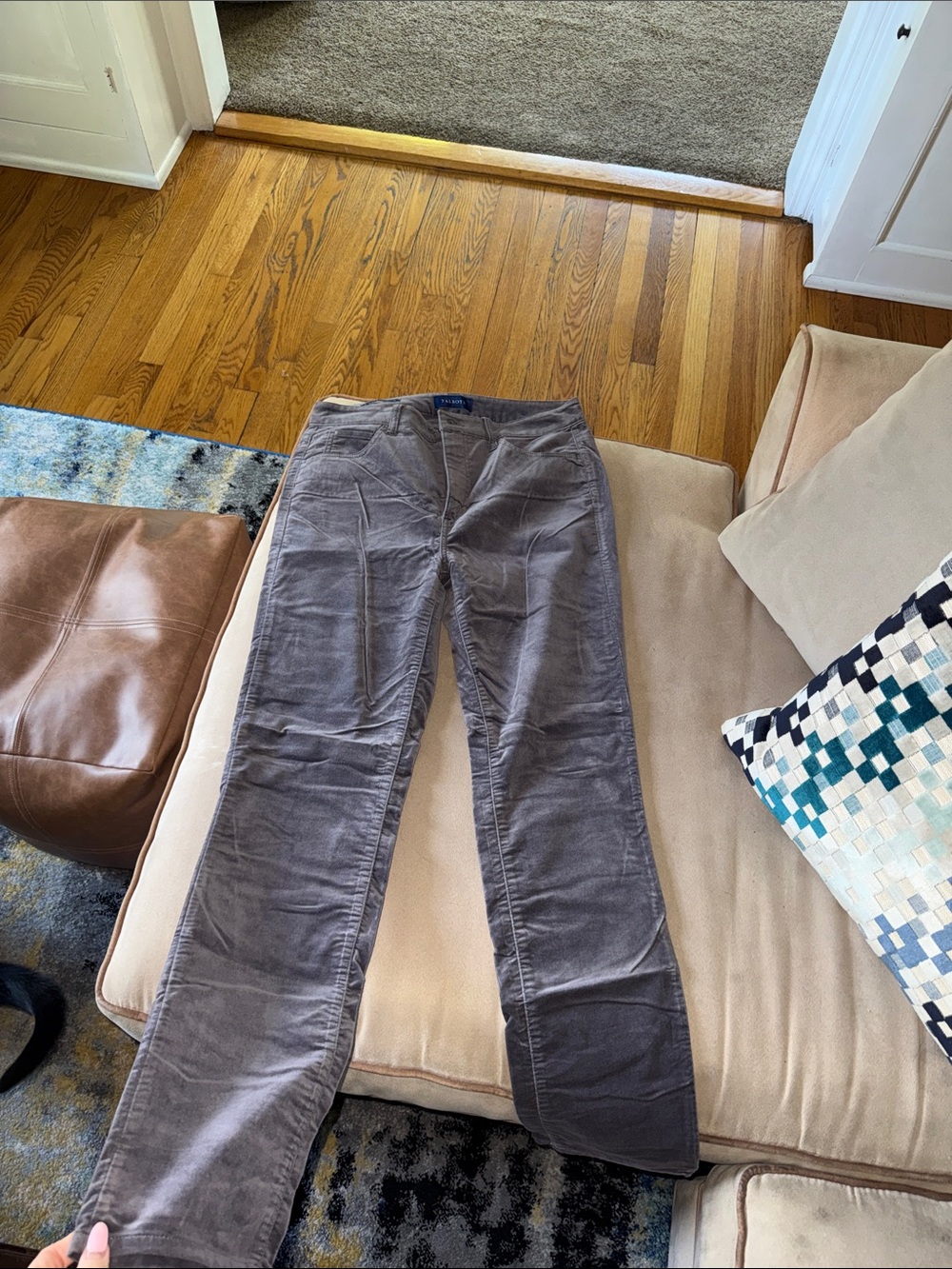Talbots Gray Velour High-Rise Straight-Leg Pants